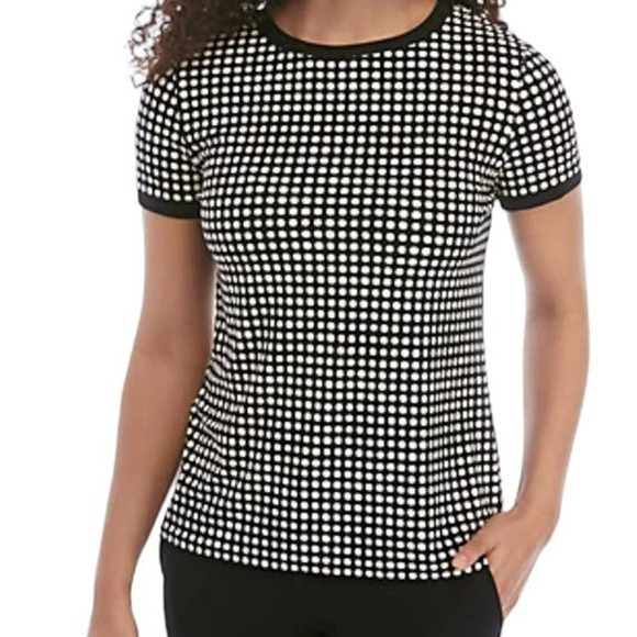 Anne Klein top short sleeve polka dot size Medium M - Picture 1 of 5